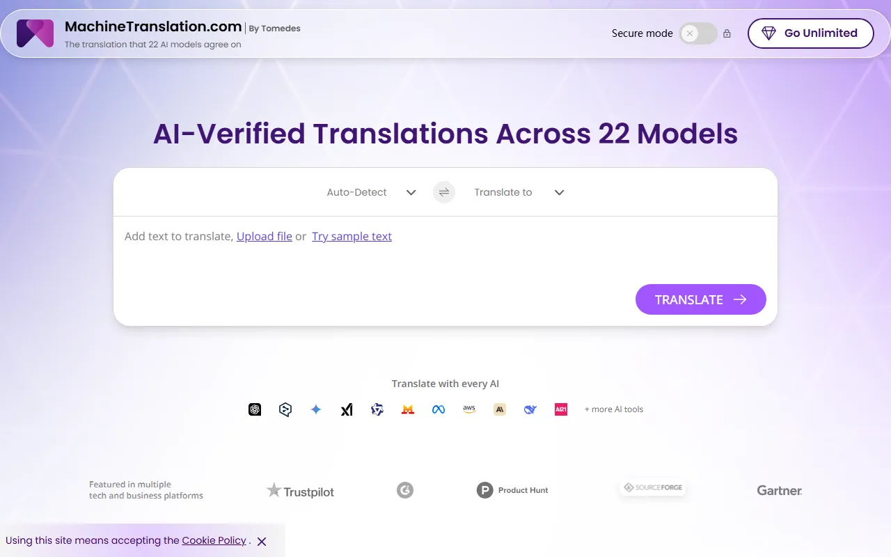 MachineTranslation.com screenshot