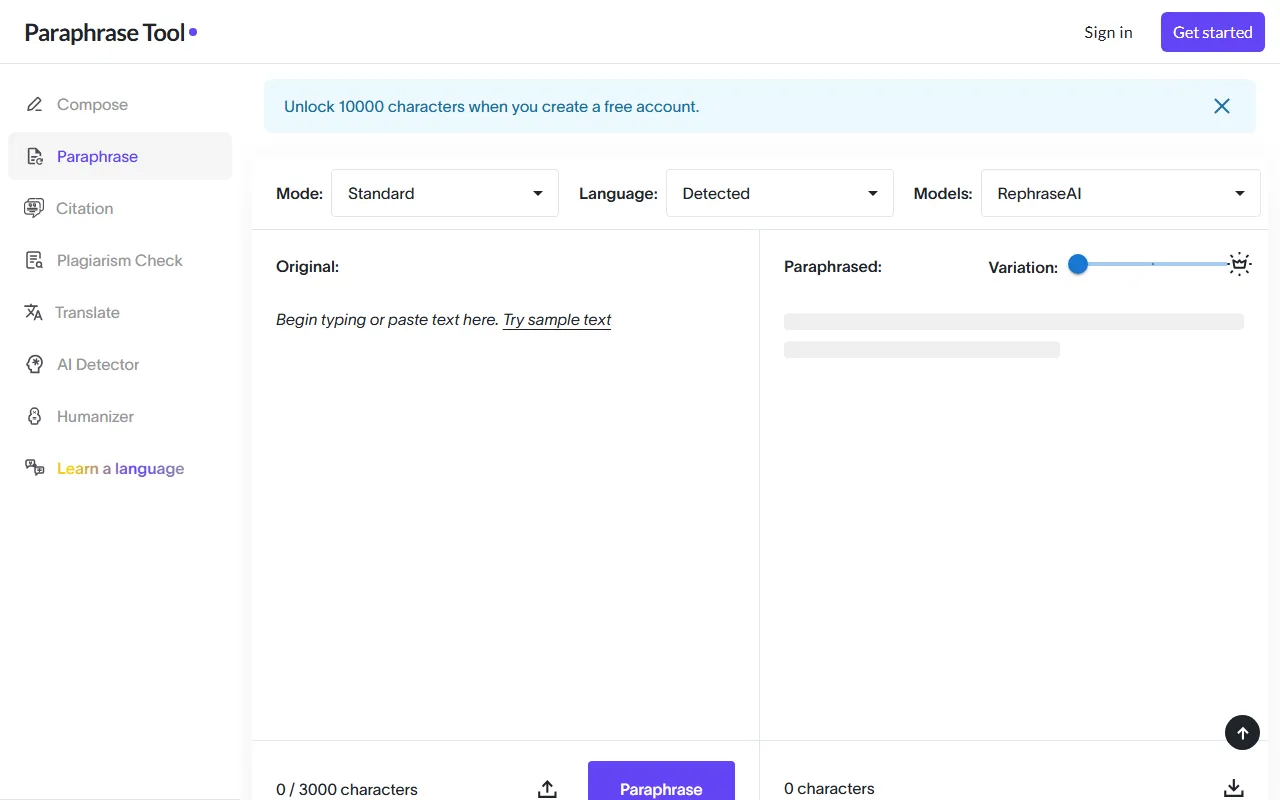 Paraphraser screenshot